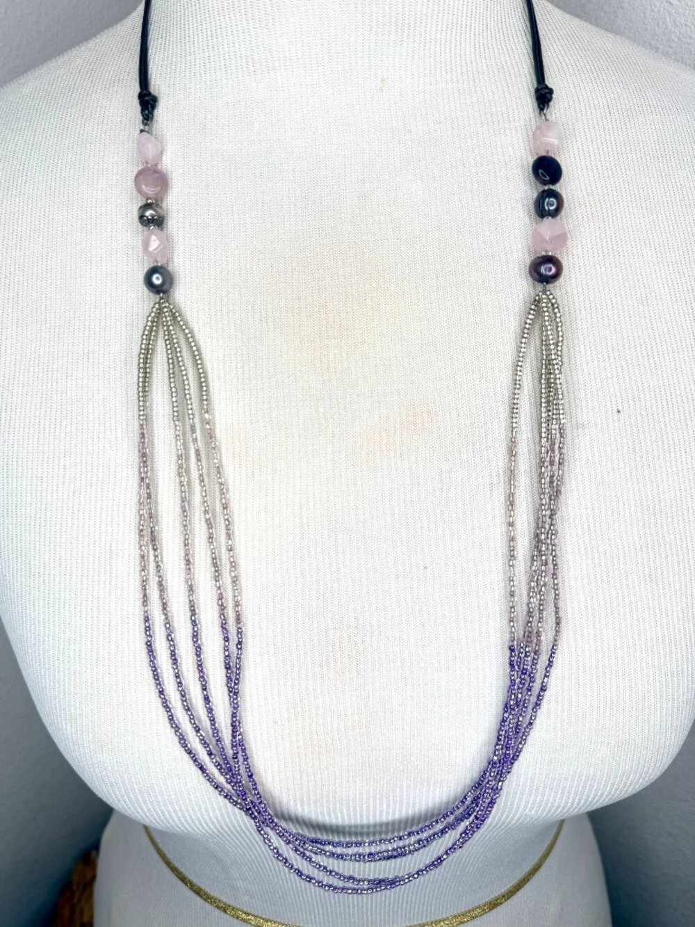 Sundance Peyote Bird Necklace 925 Sterling Silver Rose Quartz Amethyst Pearl